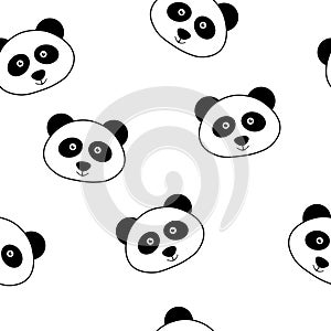 Seamless pattern Cute Animal Panda Face Children Illustration