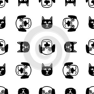 Seamless pattern with cute animals.