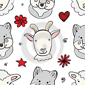 Seamless pattern with cute animals