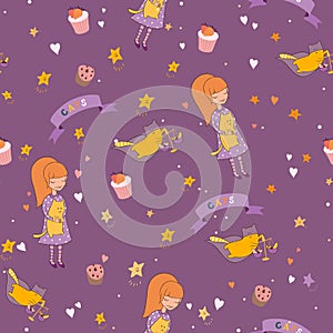 Seamless pattern, cute animals