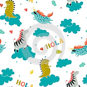 Seamless pattern, cute animals