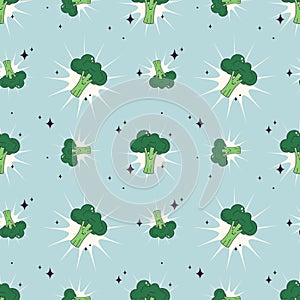 seamless pattern with cute babies broccoli