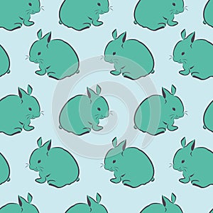 Seamless pattern with cute bright hares and rabbits. Design for wallpaper, textile, Easter background, bedding with animals