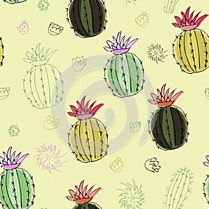 seamless pattern with cute cacti