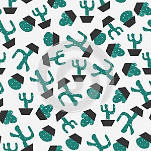 seamless pattern with cute cactuses background.