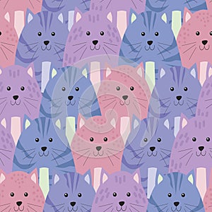 Cute cartoon cats on a colored background.
