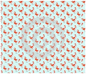 seamless pattern with cute cartoon chicken on white background photo