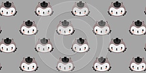 Seamless pattern of cute cartoon faces of owlets. Vector.