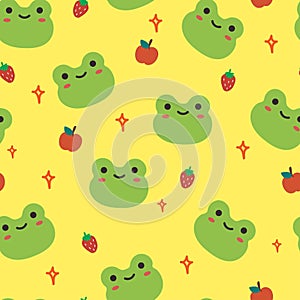 Seamless pattern with cute cartoon frog for fabric print, textile, gift wrapping paper. colorful vector for kids