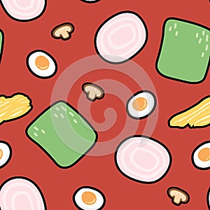 Seamless pattern of cute cartoon hand drawn.Ramen stuff.Japanese