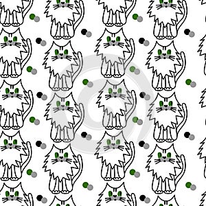 Seamless pattern with cute cat. Perfect for cards, invitations, party, banners, kindergarten, baby shower, preschool and children
