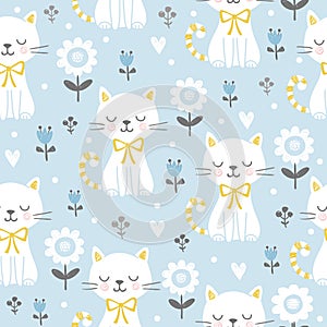 Seamless pattern with cute cats.