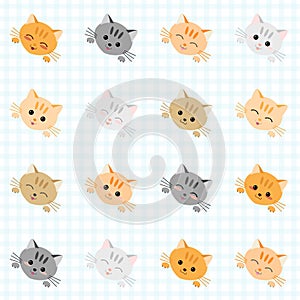 Seamless pattern with cute cats. Kitten texture, endless background.