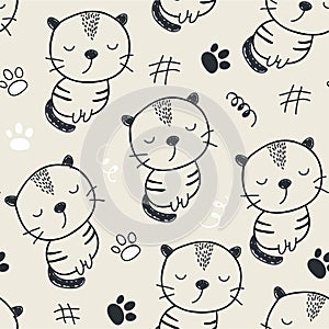 Seamless pattern with cute cats. vector illustration for textile,fabric