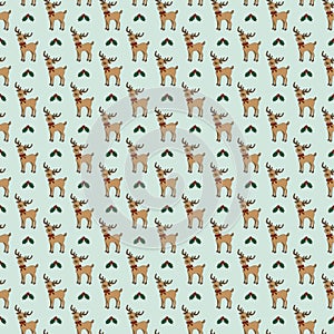 Seamless pattern cute Christmas reindeer