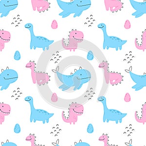 Seamless pattern with cute dinosaurs. Kids pattern with dino.