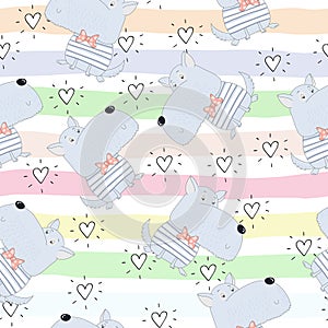 Seamless pattern with cute dog. Vector Illustration