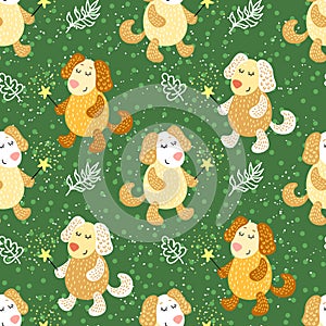 Seamless pattern with cute dogs