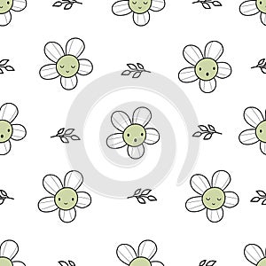 Seamless pattern with cute flowers