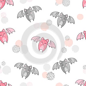 Seamless pattern with cute flying bats.