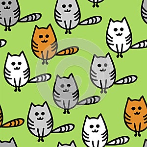 Seamless pattern with cute funny kittens. vector