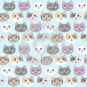 Seamless pattern with cute kitties