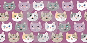 Seamless pattern with cute kitties