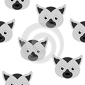 Seamless pattern Cute Lemur Face Children Illustration