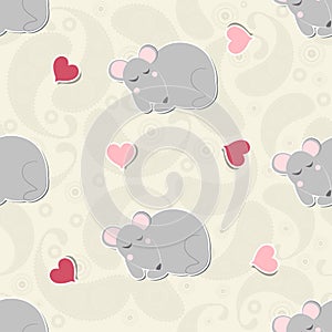 Seamless pattern with cute mice