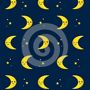 Seamless pattern with cute moon,star and cloud - vector illustration, eps