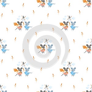 Seamless pattern with cute mouses