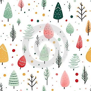 Seamless pattern, Cute object Christmas decoration , minimalist, watercolor , AI generated
