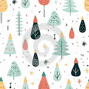 Seamless pattern, Cute object Christmas decoration, pencil stroke design , AI generated