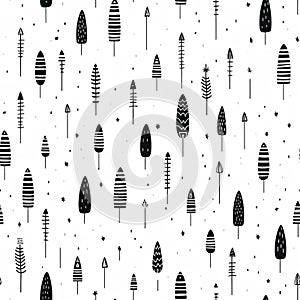 Seamless pattern, Cute object Christmas decoration, pencil stroke design , AI generated