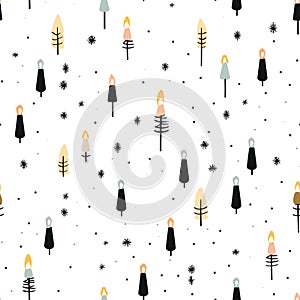 Seamless pattern, Cute object Christmas decoration, pencil stroke design , AI generated