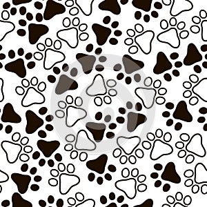 Seamless pattern with cute paws animals. Grooming. Veterinary. Pets. Seamless pattern for pet shop, prints, design.