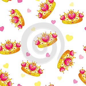 Seamless pattern with cute princess crowns
