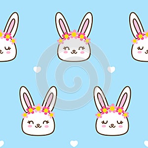 Seamless pattern with cute rabbit head for happy Easter design 2