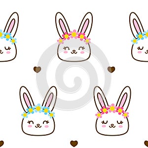 Seamless pattern with cute rabbit head for happy Easter design