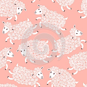 Seamless pattern with cute sheep.