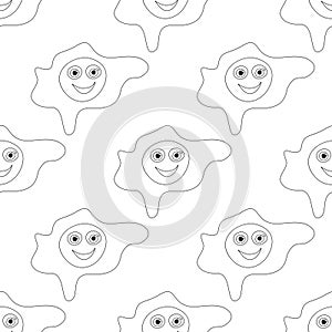 Seamless Pattern with Cute Smilying Fried Eggs