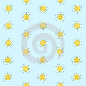 Seamless pattern with cute sun