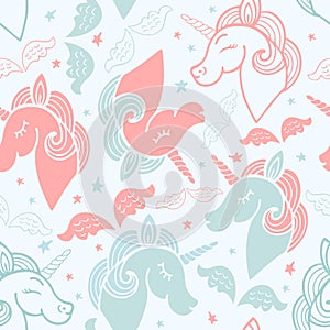 Seamless pattern with cute unicorn