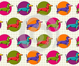 Seamless Pattern with Dachshund