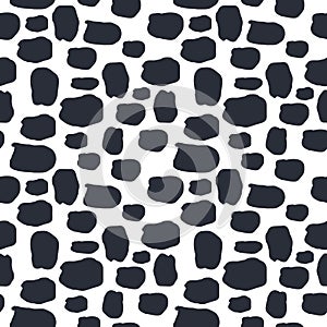 Seamless pattern dalmation and cow skin in black and white background. Animal fur skin texture pattern. Camouflage background