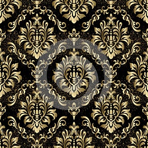 Seamless pattern with damask ornament. Vector vintage floral seamless pattern element.