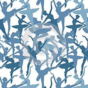 Seamless pattern of Dancing ballerinas silhoette