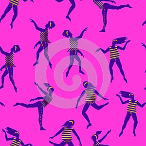 Seamless pattern with dancing women