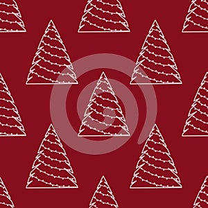 Seamless pattern with decorated Christmas tree. Festive flat style design for packaging and print. Vector