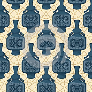 Seamless pattern with decorated eastern jars
